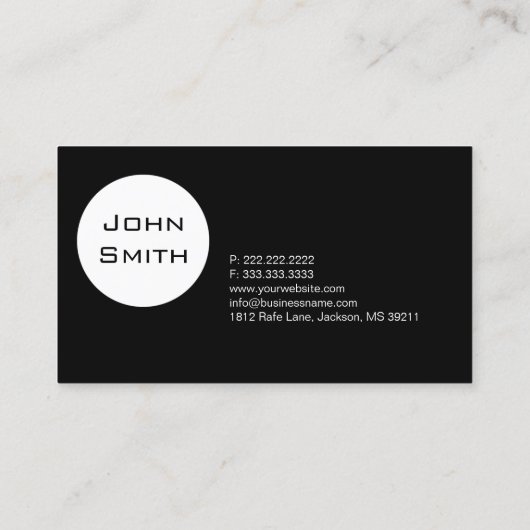 フォトグラファーエレガントブラック&ホワイト写真 名刺 (裏面)