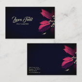 フォトグラファーエレガントレッドフラワーブラック 名刺 (正面/裏面)