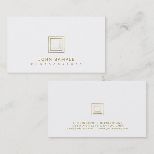 フォトグラファーエレガント写真のスタイリッシュ金ゴールドルック 名刺 (正面/裏面)