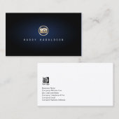 フォトグラファーエレガント金ゴールドカメラアイコン青いグロー 名刺 (正面/裏面)