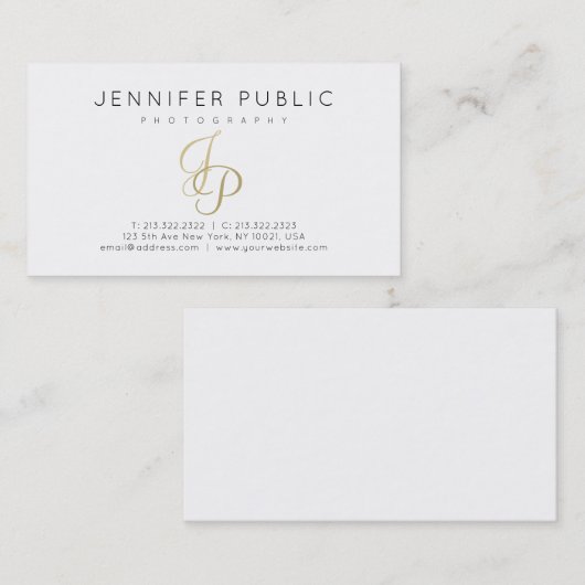 フォトグラファーエレガント金ゴールドモノグラム 名刺 (正面/裏面)