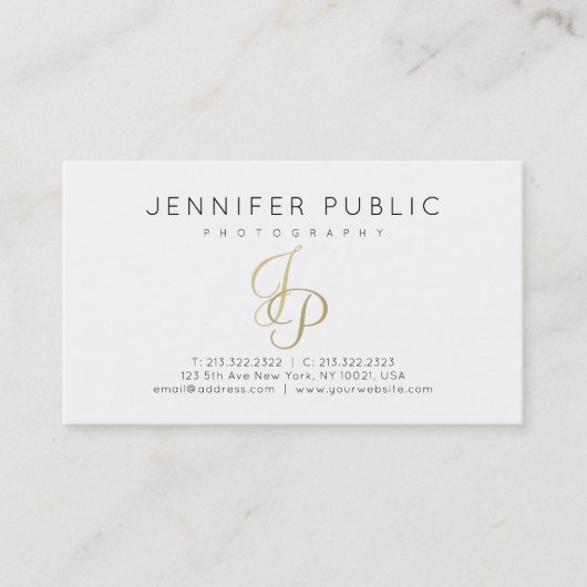 フォトグラファーエレガント金ゴールドモノグラム 名刺 (正面)