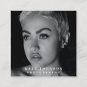 フォトグラファースタイリッシュフォトQRコードソーシャルメディア スクエア名刺 (正面)