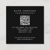 フォトグラファースタイリッシュフォトQRコードソーシャルメディア スクエア名刺 (裏面)