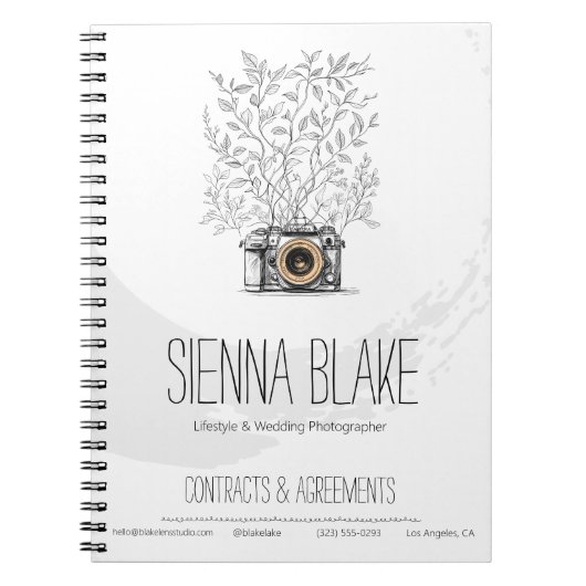 フォトグラファースタジオ ブランディング スパイラル ノートブック (正面)