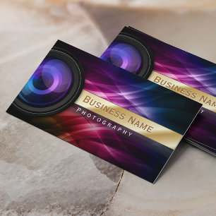 フォトグラファーストライプの金ゴールドAurora モダン 名刺