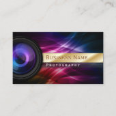 フォトグラファーストライプの金ゴールドAurora モダン 名刺 (正面)