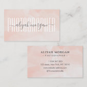 フォトグラファータイポグラフィ赤面ピンクウォーターカラー 名刺 (正面/裏面)