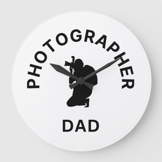 フォトグラファーパパ – モーメントのキャプチャ ラージ壁時計 (正面)