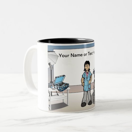 フォトグラファーパーソナライズされたー – 女性マンガ ツートーンマグカップ (正面左)