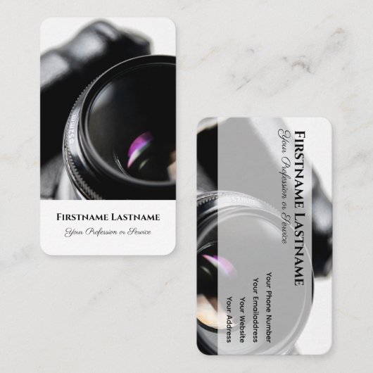 フォトグラファービデオグラファーDSLRカメラレンズ 名刺 (正面/裏面)
