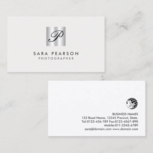フォトグラファーフェイクシルバー・モノグラム 名刺 (正面/裏面)