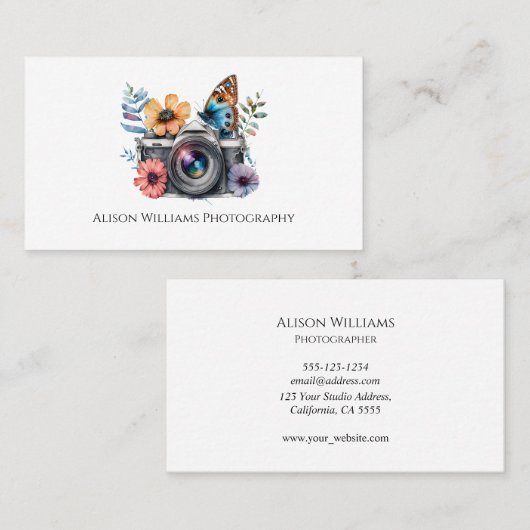 フォトグラファーフローラカメラの水色 名刺 (正面/裏面)