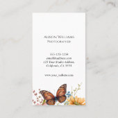 フォトグラファーフローラバタフライカメラ水彩QR 名刺 (裏面)