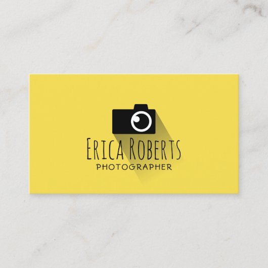 フォトグラファーミニマルカメラ黄色写真 名刺 (正面)