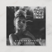 フォトグラファーミニマルフォトQRコードソーシャルメディア スクエア名刺 (正面)