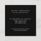 フォトグラファーミニマルフォトQRコードソーシャルメディア スクエア名刺 (裏面)