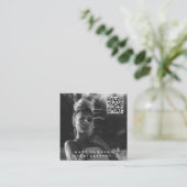 フォトグラファーミニマルフォトQRコードソーシャルメディア スクエア名刺 (スタンド正面)