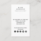 フォトグラファーミニマルQRコードソーシャルメディア 名刺 (裏面)