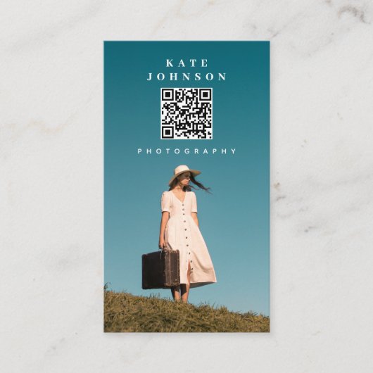 フォトグラファーミニマルQRコードソーシャルメディア 名刺 (正面)