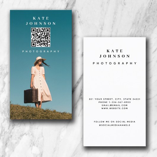 フォトグラファーミニマルQRコードソーシャルメディア 名刺