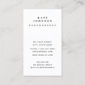 フォトグラファーミニマルQRコードソーシャルメディア 名刺 (裏面)