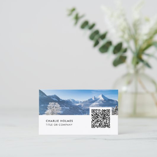 フォトグラファーモダンの名刺 | QRコード 名刺 (スタンド正面)