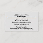 フォトグラファーモダンアーティストクリエイティブソーシャルメディア 名刺 (裏面)