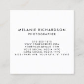 フォトグラファーモダンインスタントカメラスタイルスクリプト スクエア名刺 (裏面)