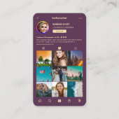 フォトグラファーモダングラグジュアリーパープルインスタグラムグリッド 名刺 (正面)