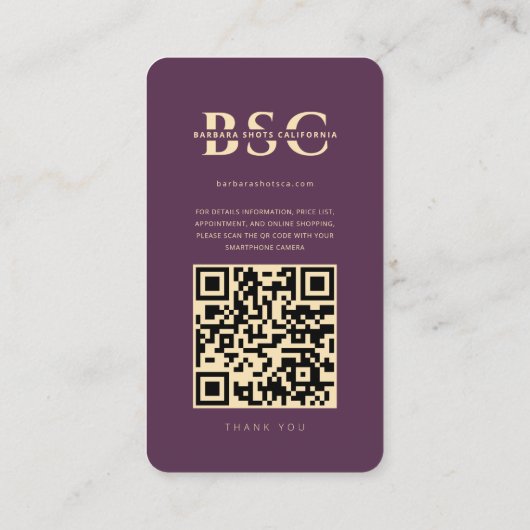 フォトグラファーモダングラグジュアリーパープルインスタグラムグリッド 名刺 (裏面)