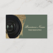 フォトグラファーモダングリーンと金ゴールド写真 名刺 (正面)