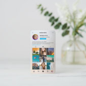 フォトグラファーモダンシルバー金ゴールドInstagramグリッド 名刺 (スタンド正面)