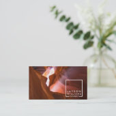 フォトグラファーモダンスクエアロゴと画像 名刺 (スタンド正面)