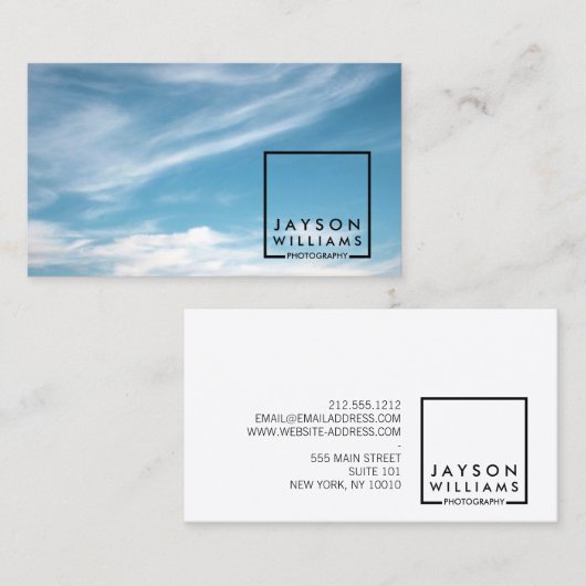 フォトグラファーモダンスクエアロゴ2と画像 名刺 (正面/裏面)