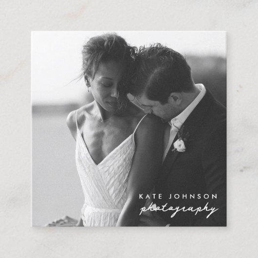 フォトグラファーモダンスクリプト撮影QRコード スクエア名刺 (正面)