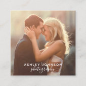 フォトグラファーモダンスクリプトSocial Media写真 スクエア名刺 (正面)