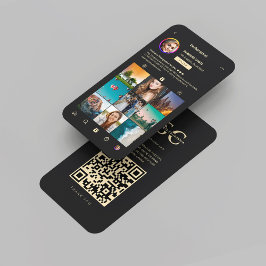 フォトグラファーモダンブラック金ゴールドInstagramグリッド 名刺