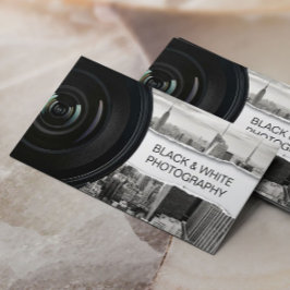 フォトグラファーモダンブラック&ホワイト写真 名刺