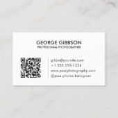 フォトグラファーモダンミニマリスト写真白黒 名刺 (裏面)