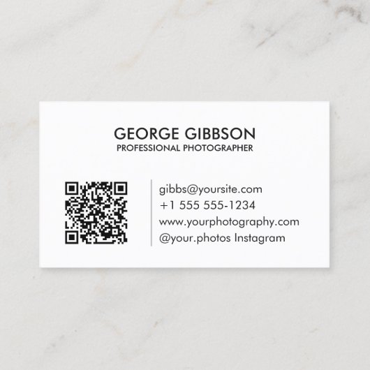 フォトグラファーモダンミニマリスト写真白黒 名刺 (裏面)