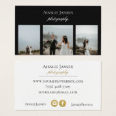 フォトグラファーモダンミニマルブラックビジネスカード (正面&裏面)