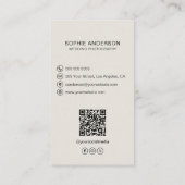 フォトグラファーモダンロゴ写真QRソーシャルメディアTan 名刺 (裏面)