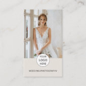 フォトグラファーモダンロゴ写真QRソーシャルメディアTan 名刺 (正面)