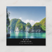 フォトグラファーモダンロゴQRコードソーシャルメディア スクエア名刺 (正面)