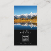 フォトグラファーモダンロゴQRコードソーシャルメディア 名刺 (正面)