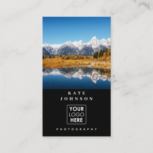 フォトグラファーモダンロゴQRコードソーシャルメディア 名刺 (正面)