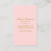 フォトグラファーモダン金ゴールドスクリプトの写真 名刺 (裏面)