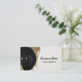 フォトグラファーモダン金ゴールドストローク撮影 名刺 (スタンド正面)