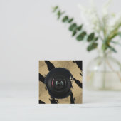 フォトグラファーモダン金ゴールドブラシストローク撮影 スクエア名刺 (スタンド正面)